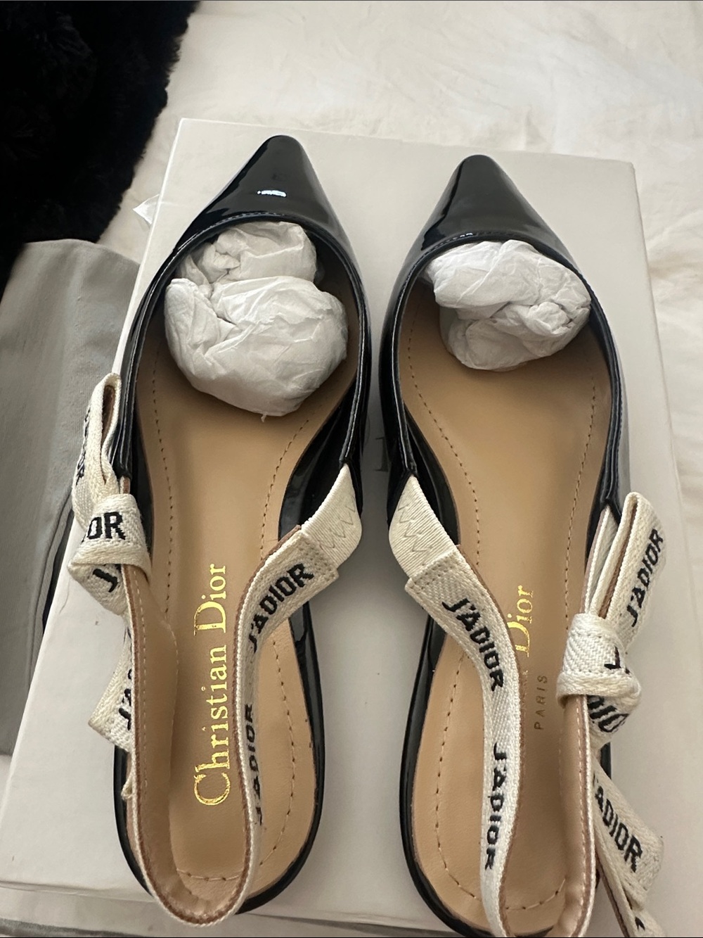 J adior flat black shoes